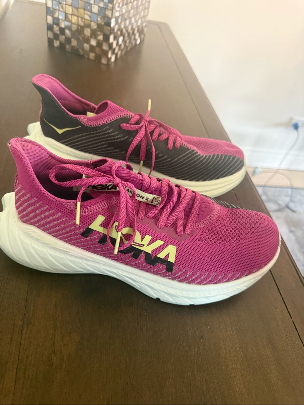 Hoka Hot Pink and Black Road Running Shoes